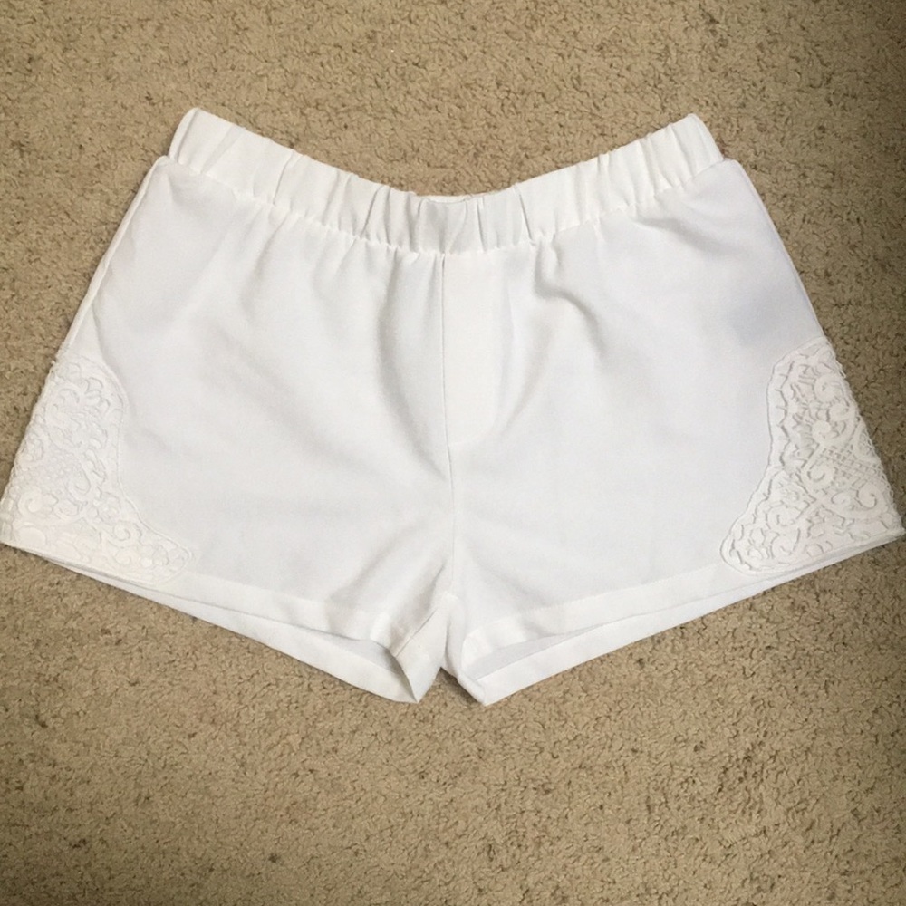 White Fabric Shorts